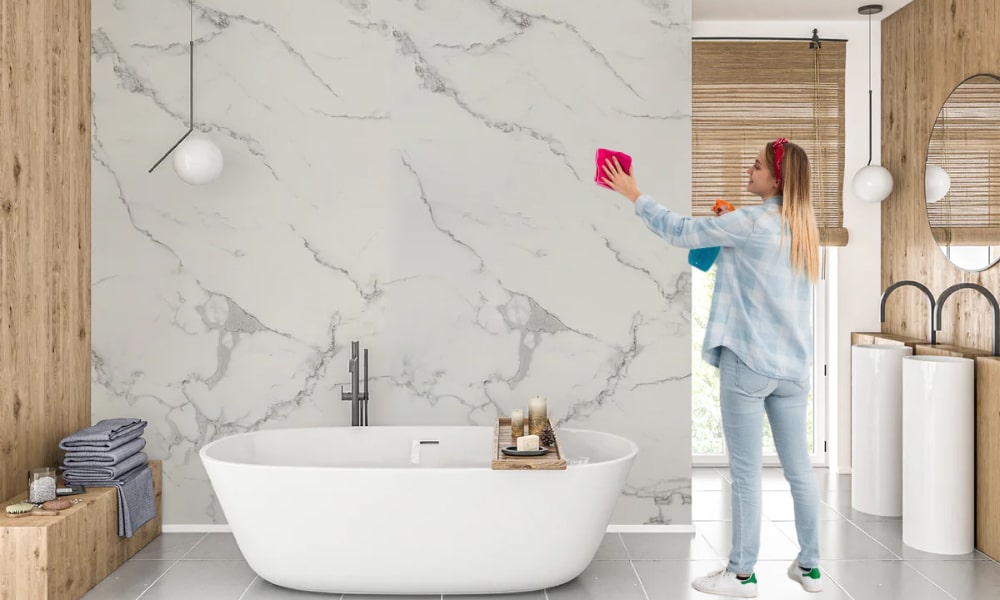 how to clean marble wall panels