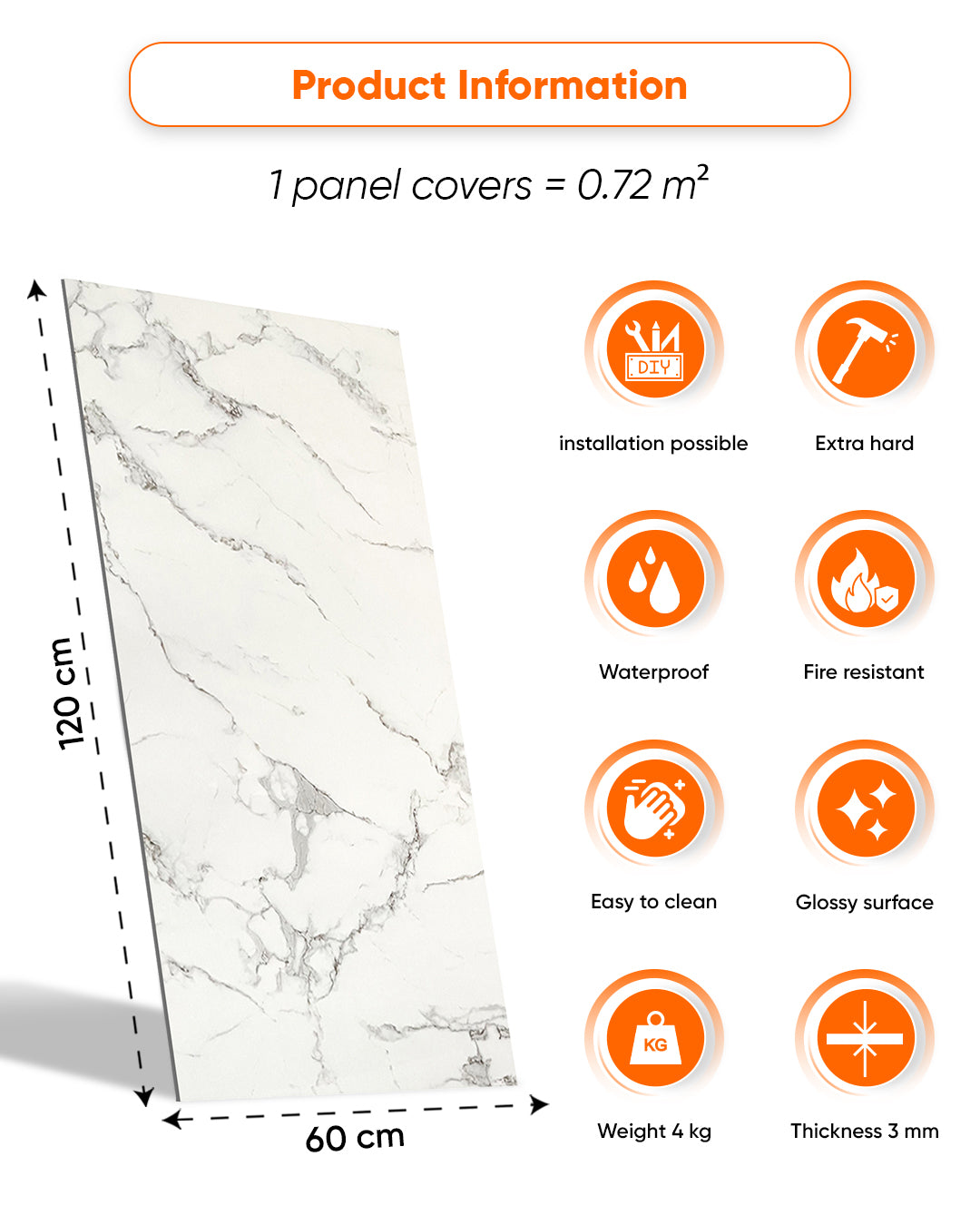 Carrara Marble Look Wallpanels