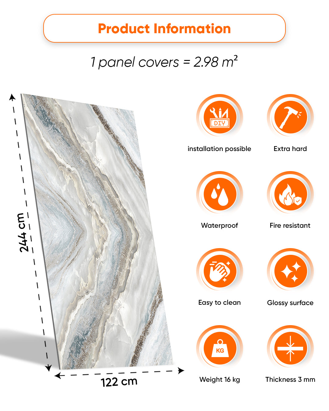 Pearl Land Marble Look Wallpanels