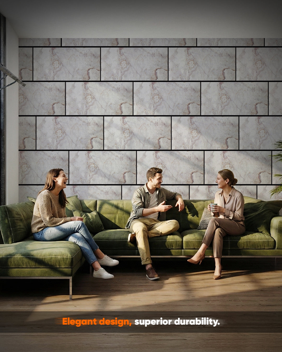 3D Marble Effect Wall Panels 50×100×2 cm | Polystyrene Decorative Wall Cladding Panels | Aurora Beige AT-01