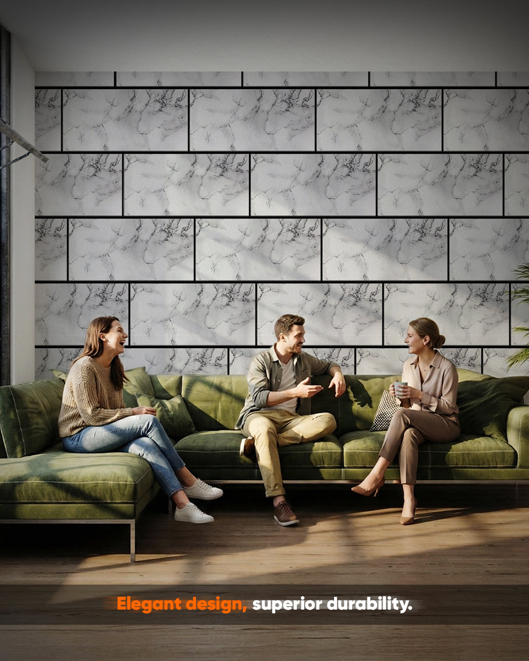 Wall Cladding Marble-look 50×100×2 cm | 3D Wall Panels Made of Styrofoam | Carrara White AT-05