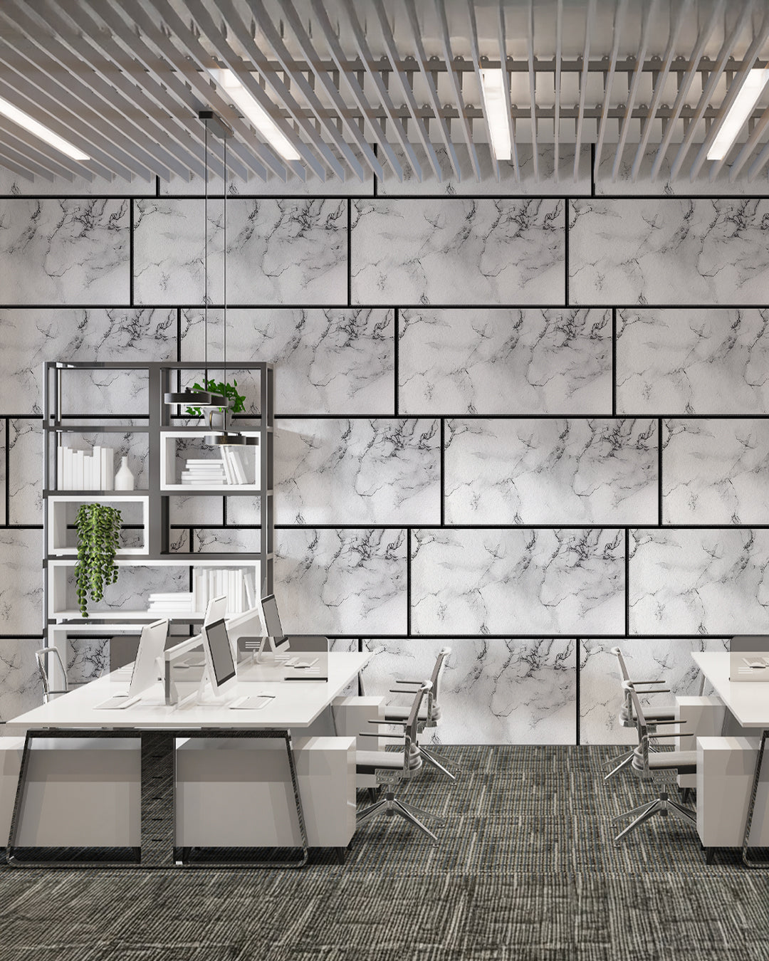 Wall Cladding Marble-look 50×100×2 cm | 3D Wall Panels Made of Styrofoam | Carrara White AT-05