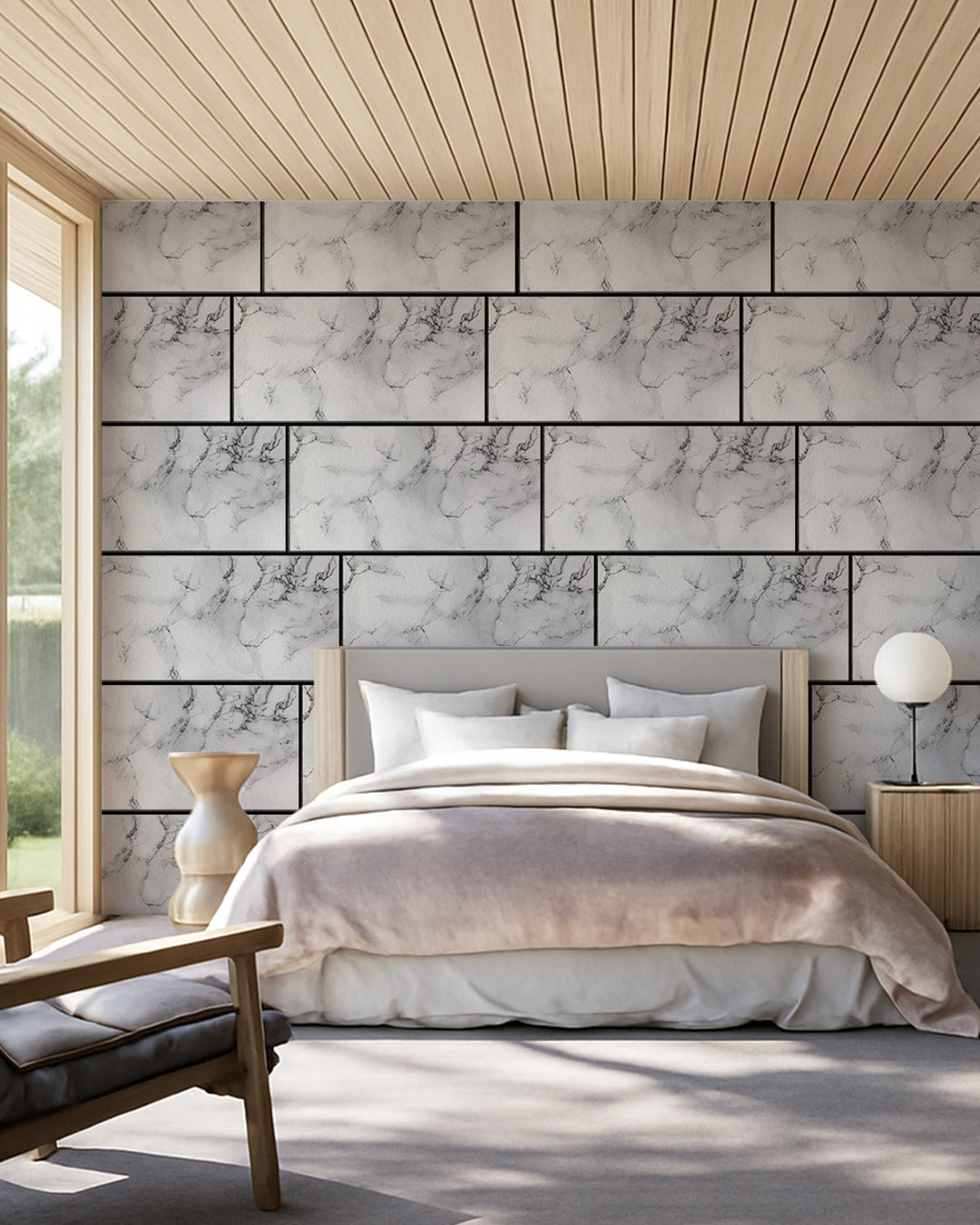 Wall Cladding Marble-look 50×100×2 cm | 3D Wall Panels Made of Styrofoam | Carrara White AT-05