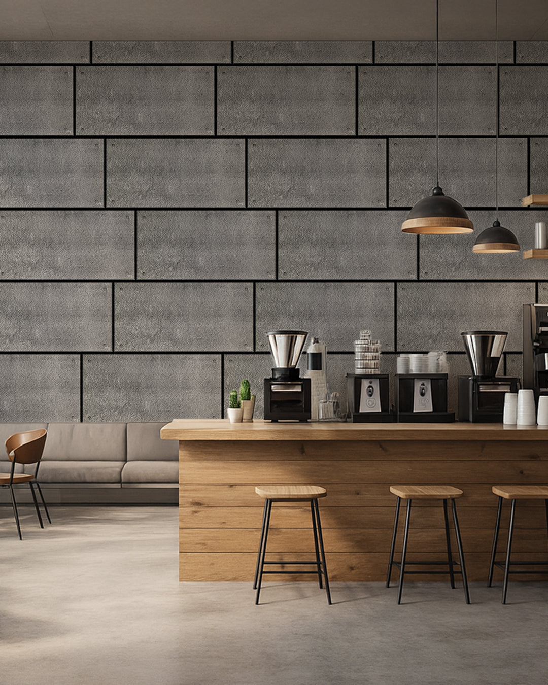 Wall Cladding Concrete Look 50×100×2 cm | 3D Wall Panels Made of Styrofoam | Dark Concrete AT-17