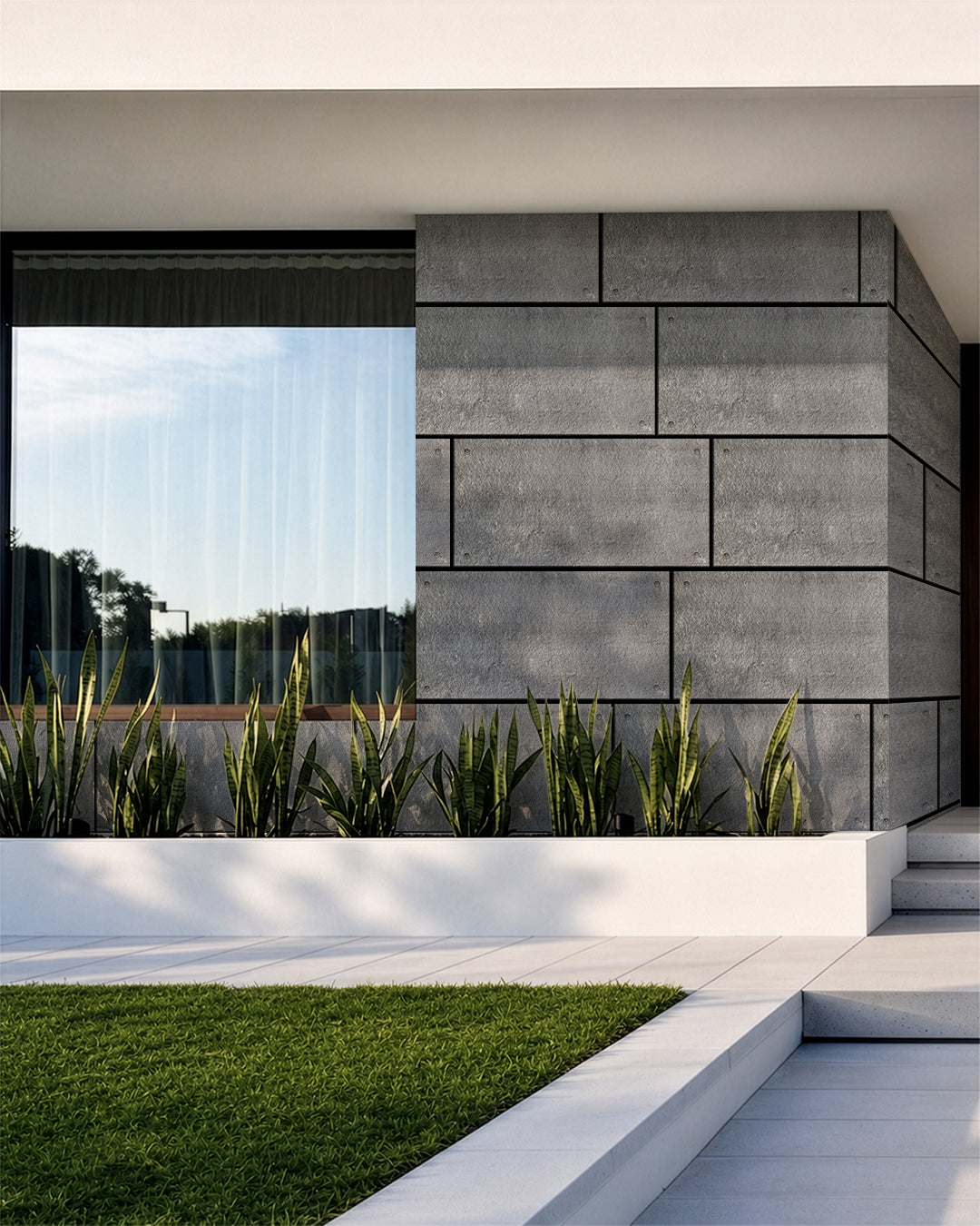Wall Cladding Concrete Look 50×100×2 cm | 3D Wall Panels Made of Styrofoam | Dark Concrete AT-17