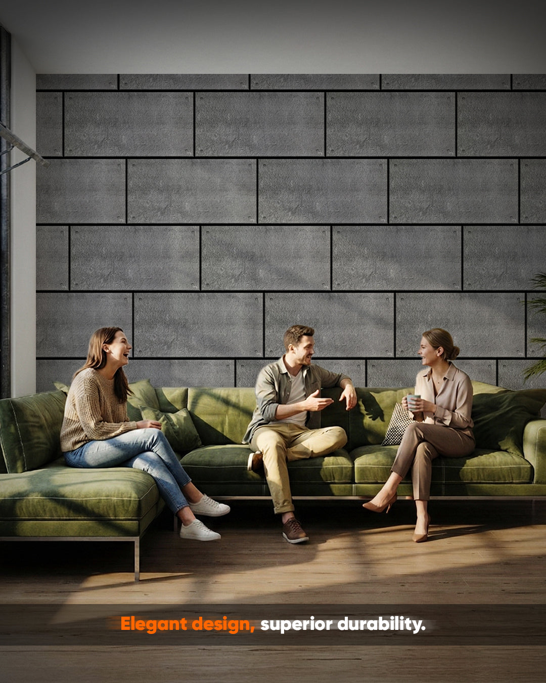 Wall Cladding Concrete Look 50×100×2 cm | 3D Wall Panels Made of Styrofoam | Dark Concrete AT-17