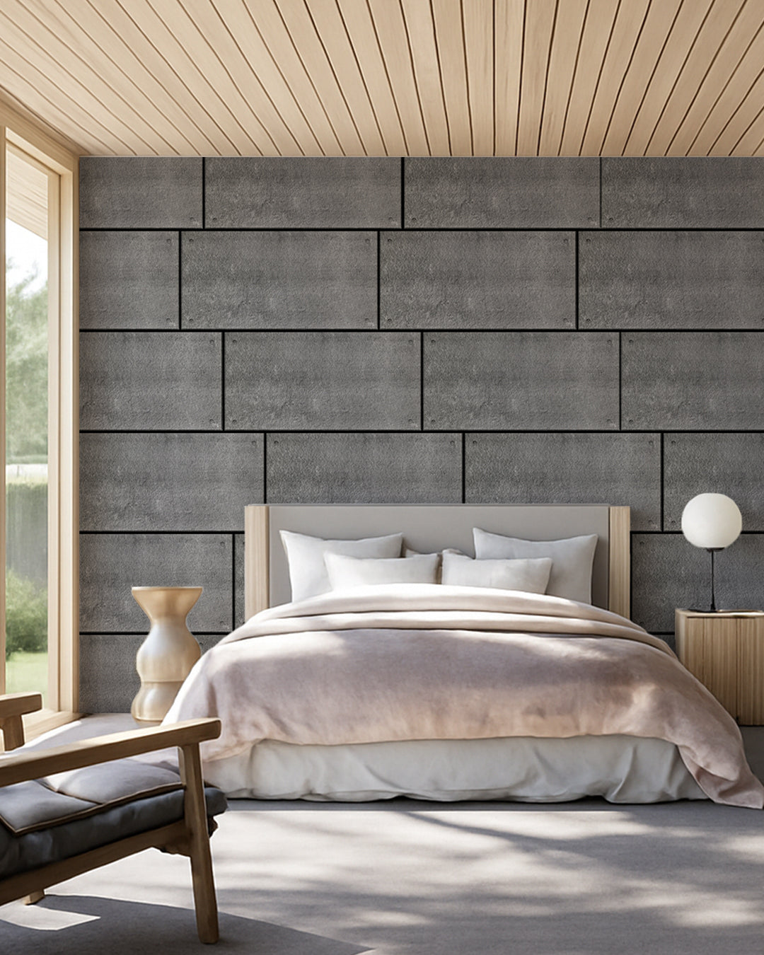 Wall Cladding Concrete Look 50×100×2 cm | 3D Wall Panels Made of Styrofoam | Dark Concrete AT-17