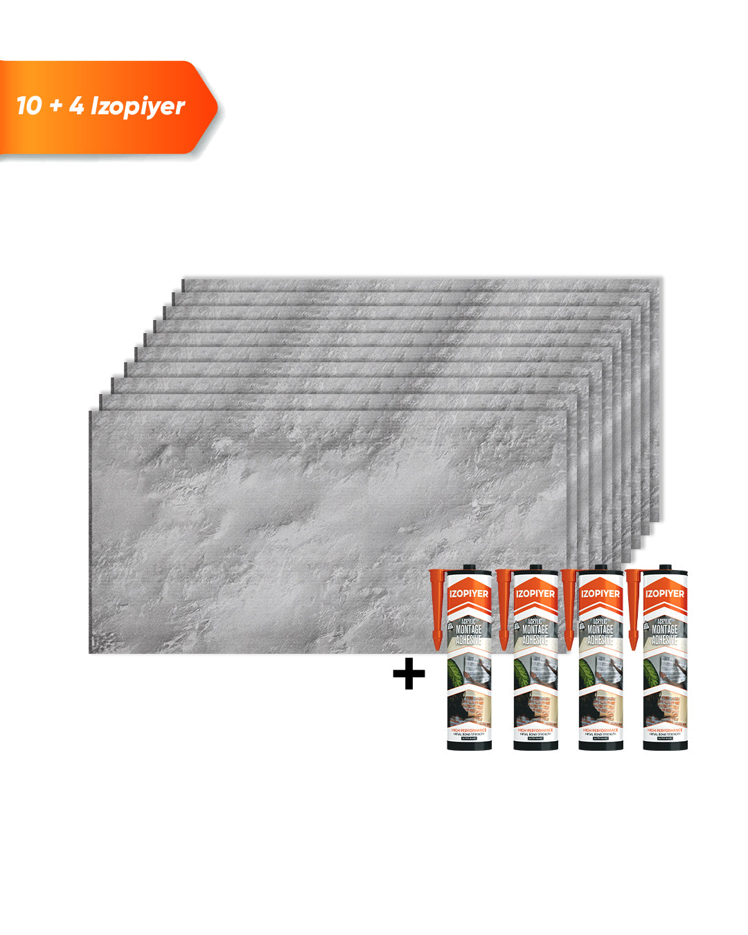 Wall Cladding Concrete Look 50×100×2 cm | 3D Wall Panels Made of Styrofoam | Silver Concrete AT-18