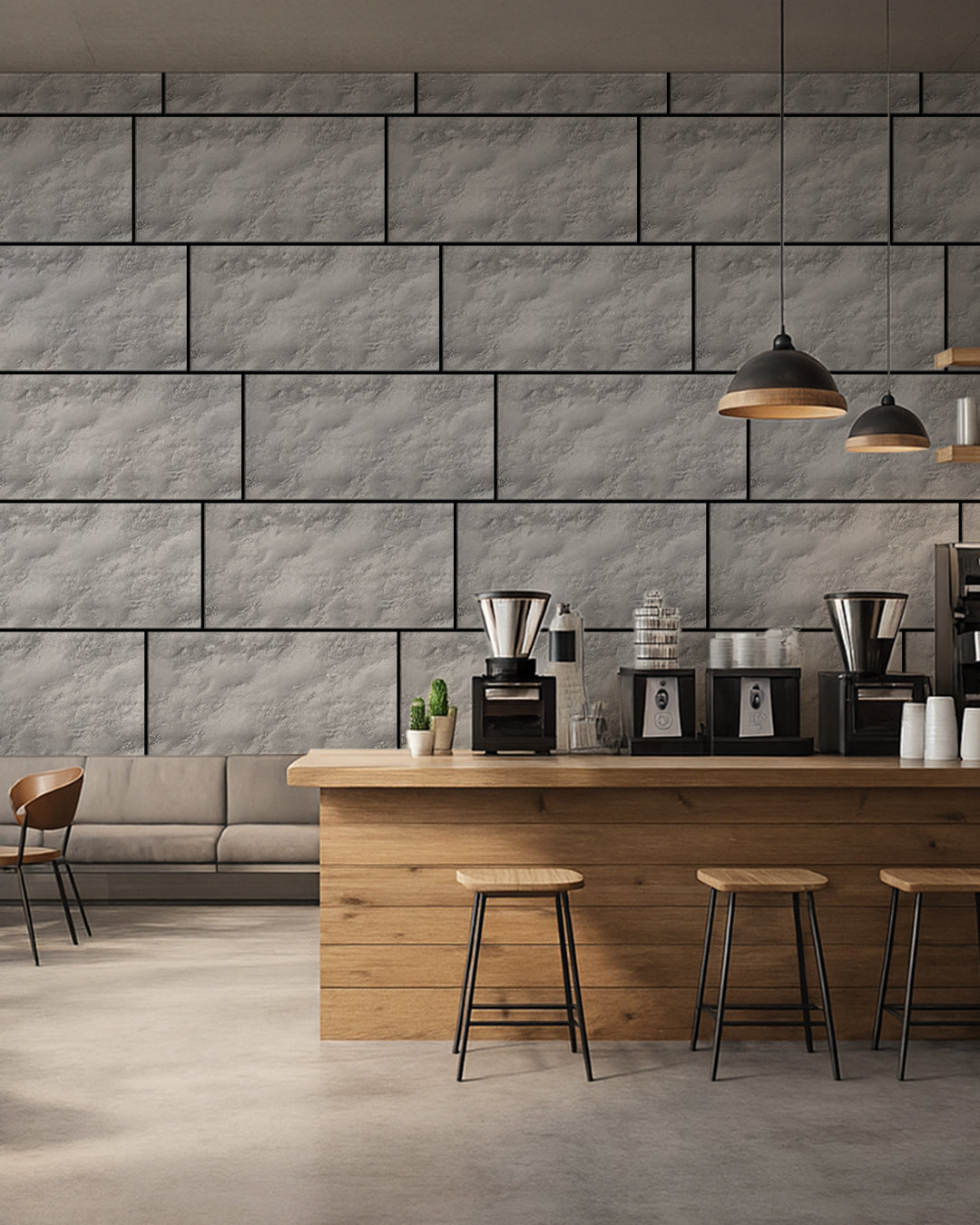 Wall Cladding Concrete Look 50×100×2 cm | 3D Wall Panels Made of Styrofoam | Silver Concrete AT-18
