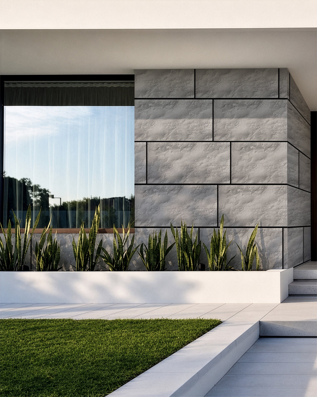 Wall Cladding Concrete Look 50×100×2 cm | 3D Wall Panels Made of Styrofoam | Silver Concrete AT-18