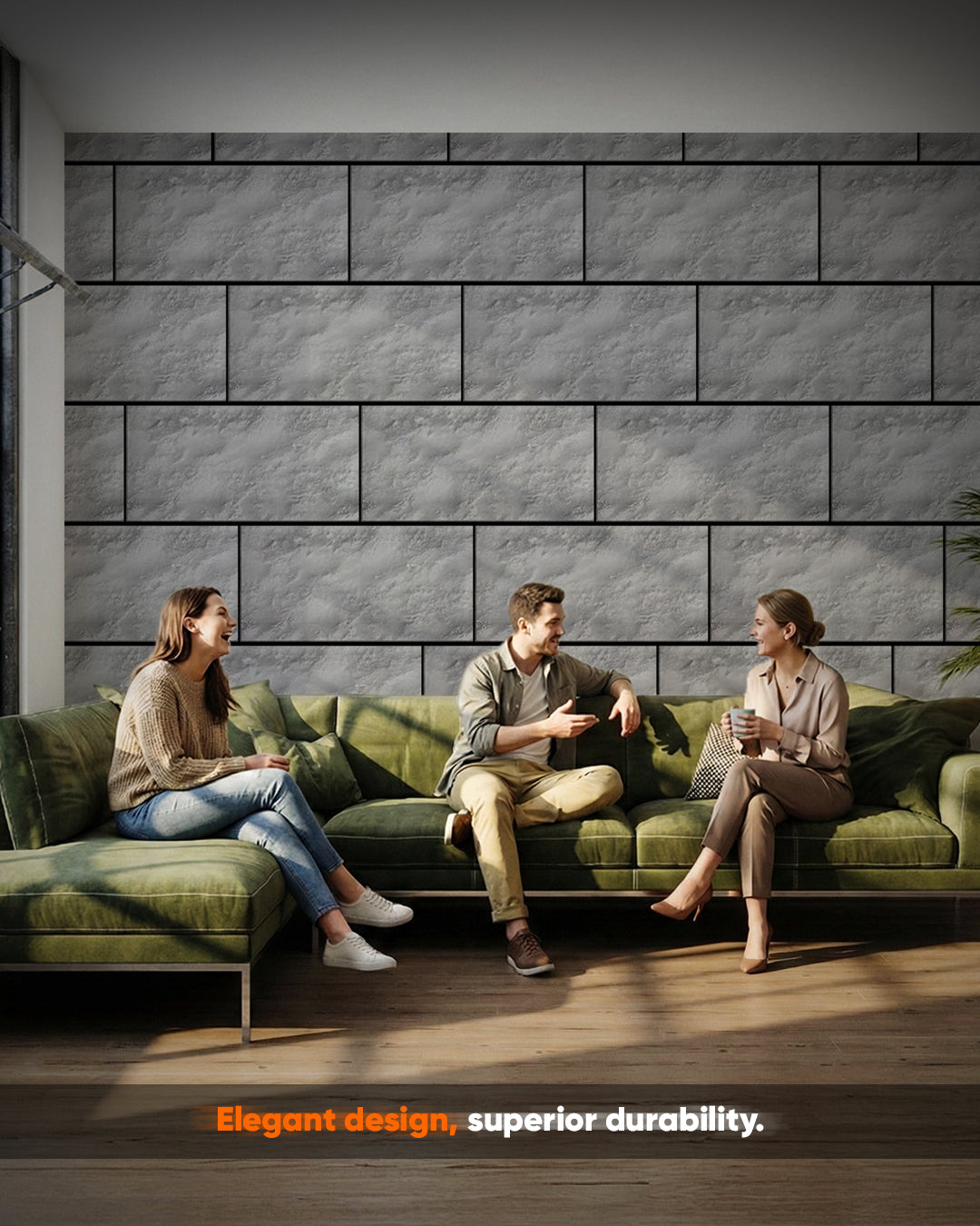 Wall Cladding Concrete Look 50×100×2 cm | 3D Wall Panels Made of Styrofoam | Silver Concrete AT-18