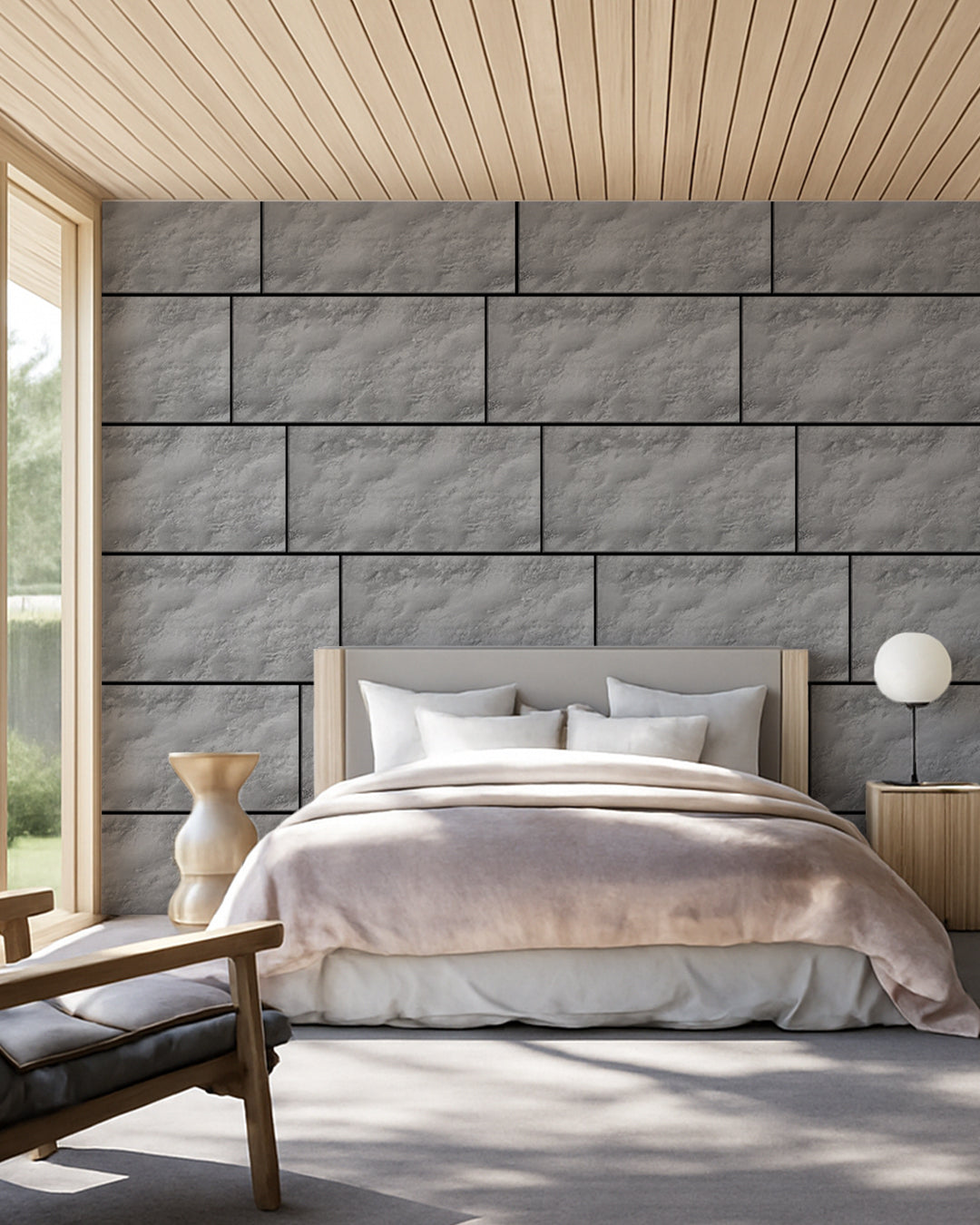 Wall Cladding Concrete Look 50×100×2 cm | 3D Wall Panels Made of Styrofoam | Silver Concrete AT-18