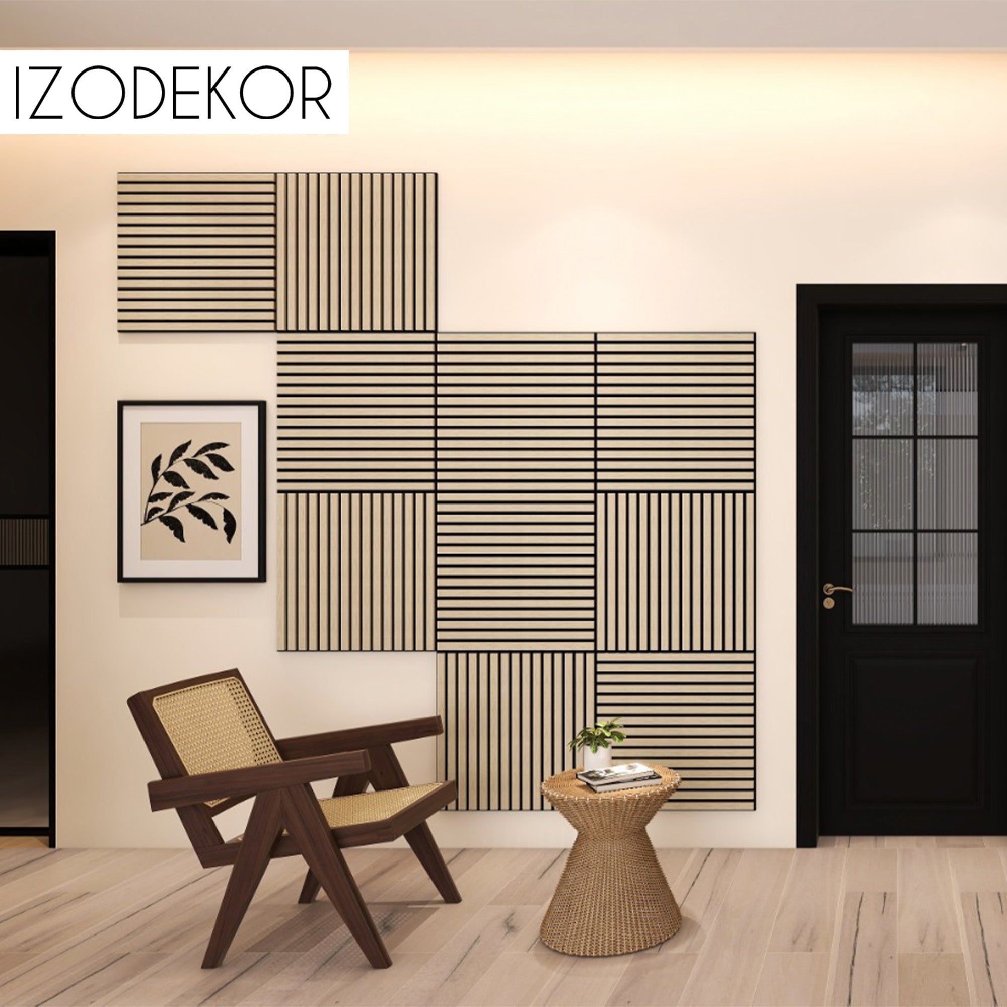 Izodekor Light Oak Acoustic Wood Panels 60x60cm