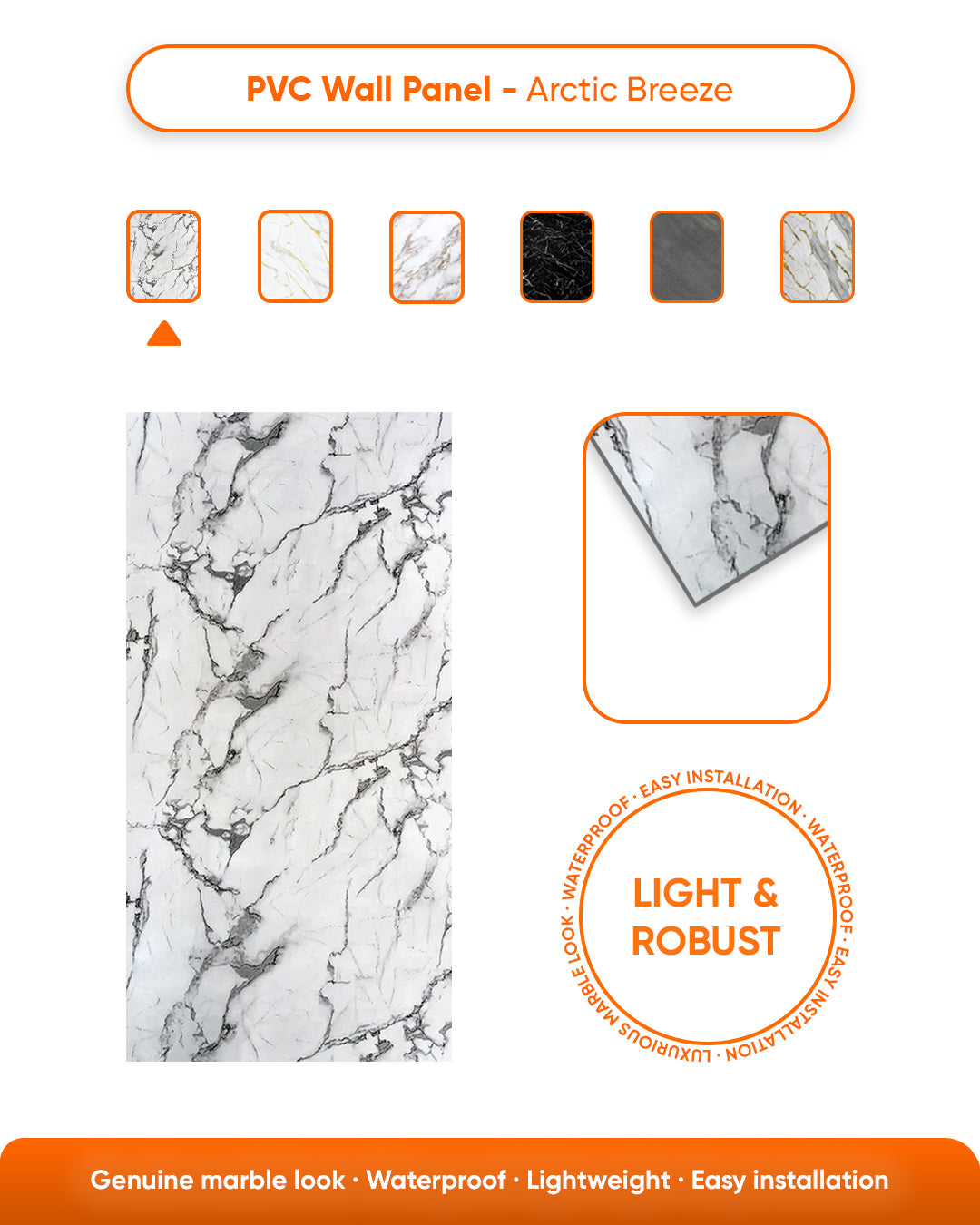 Arctic Breeze Marble Look Wallpanels