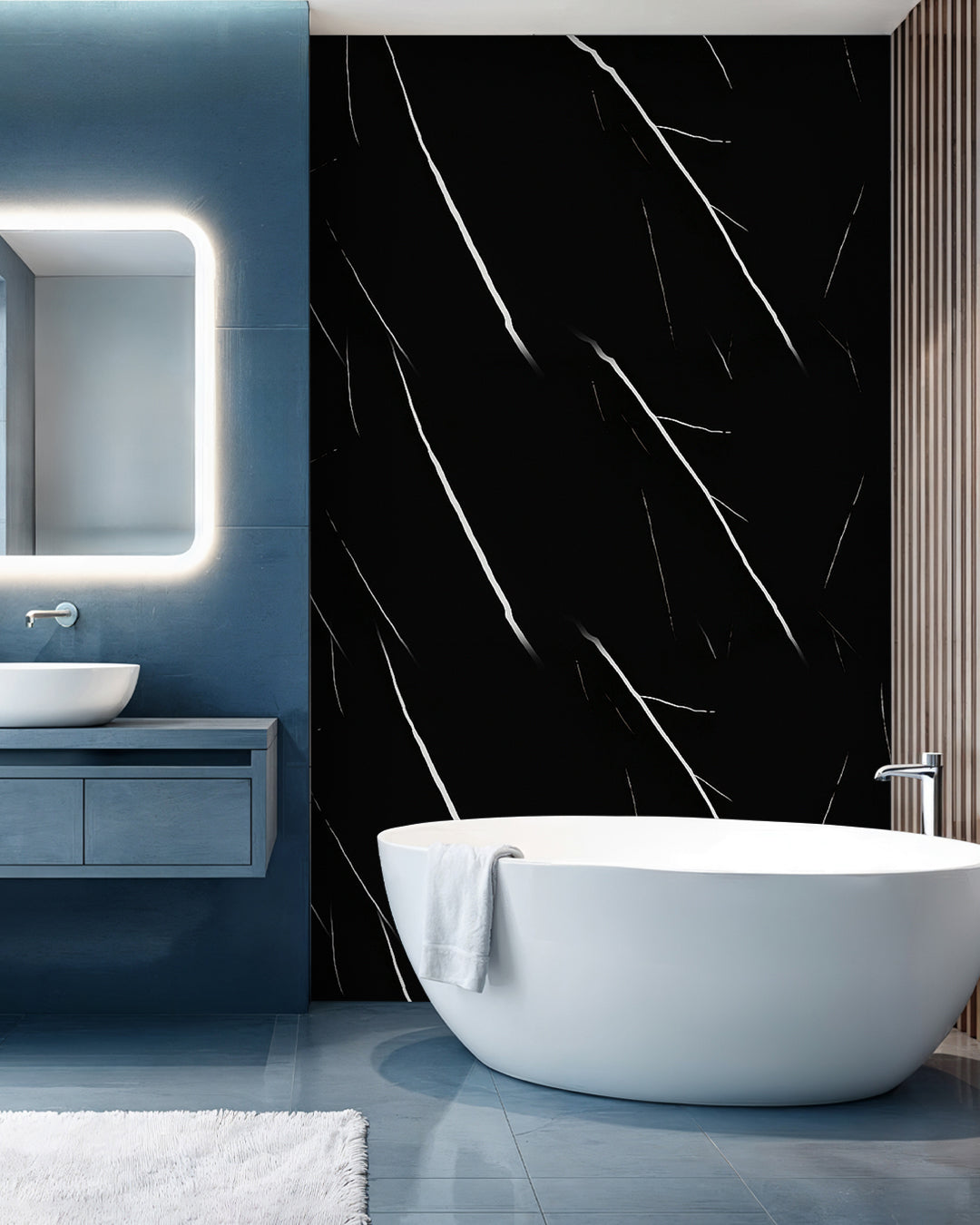 Black Lightning Marble Look Wallpanels