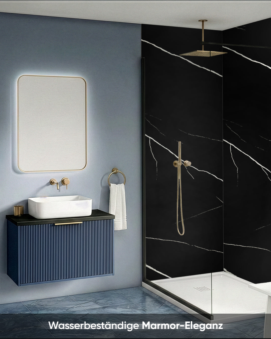 Black Lightning Marble Look Wallpanels
