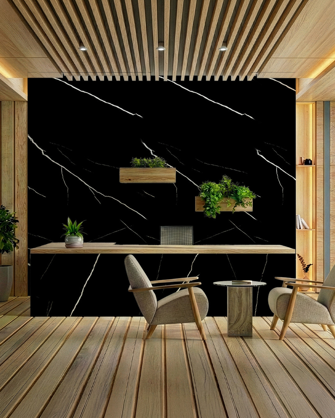 Black Lightning Marble Look Wallpanels
