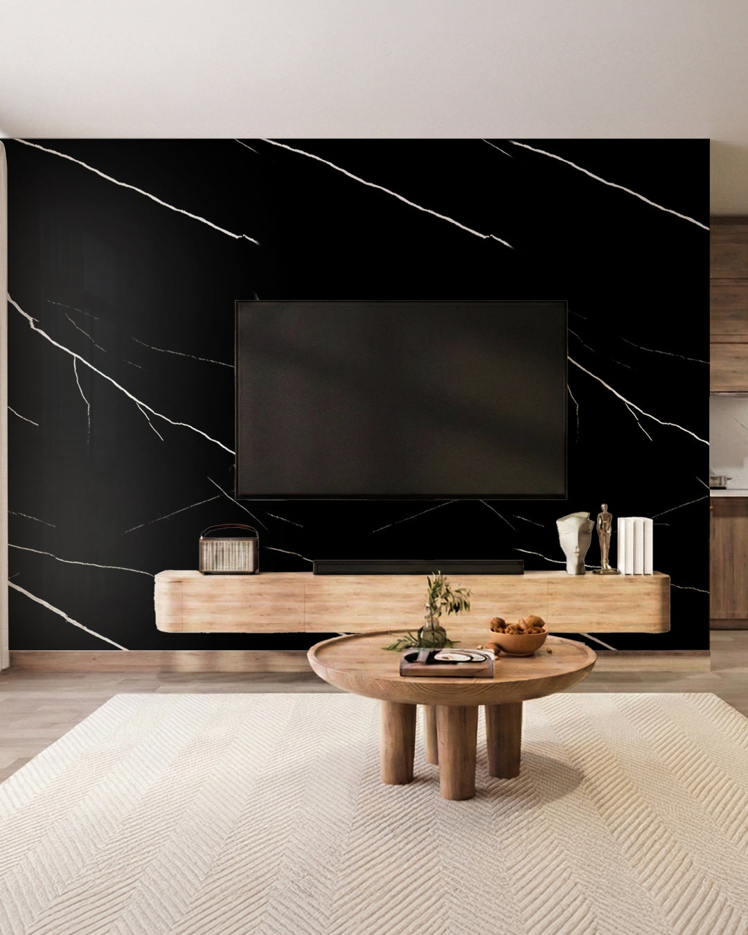 Black Lightning Marble Look Wallpanels
