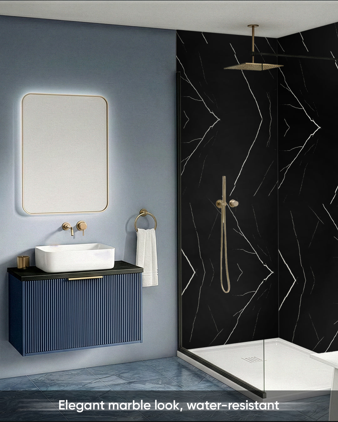 Black Lightning Marble Look Wallpanels
