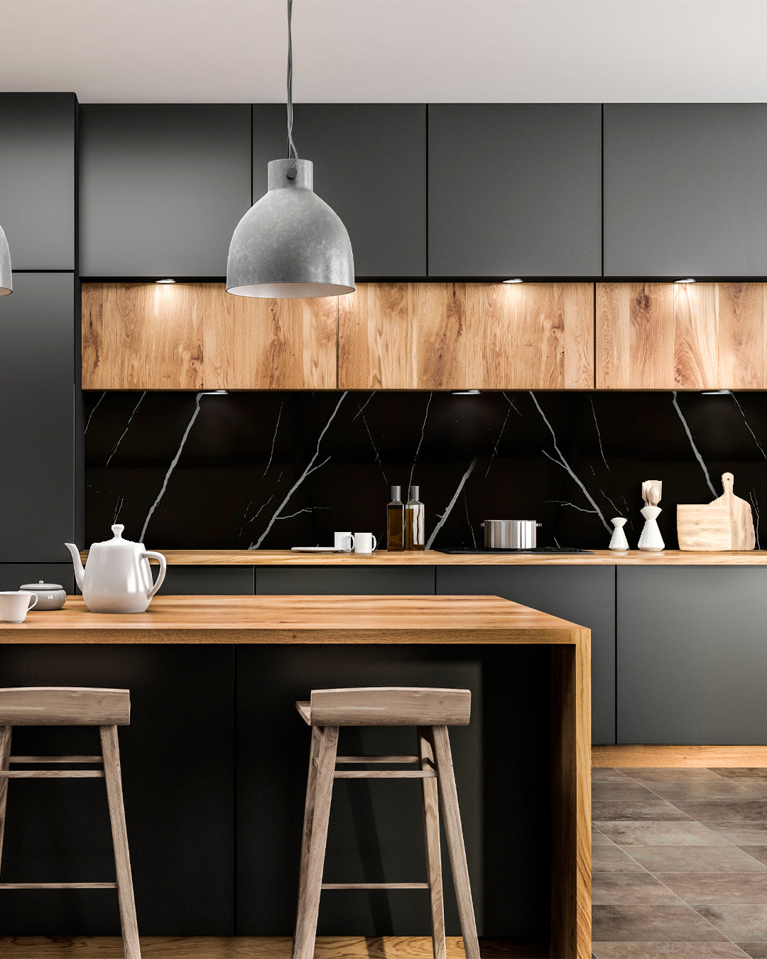 Black White Marble Look Wallpanels