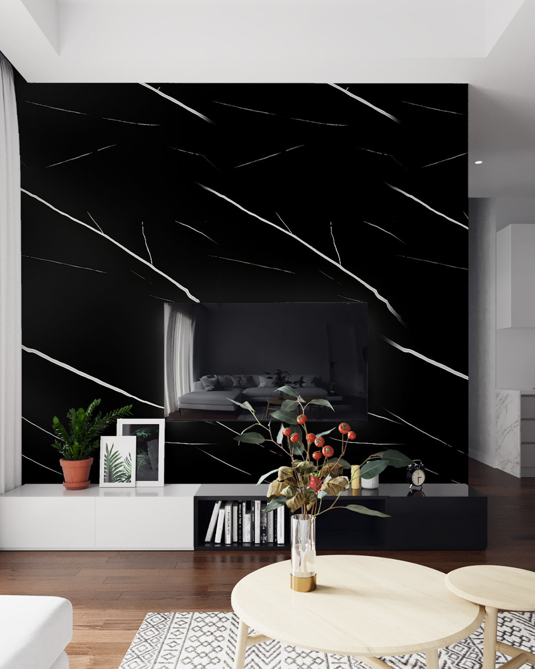 Black Lightning Marble Look Wallpanels
