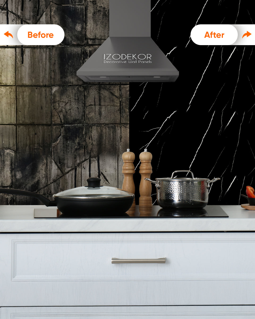 Black Lightning Marble Look Wallpanels