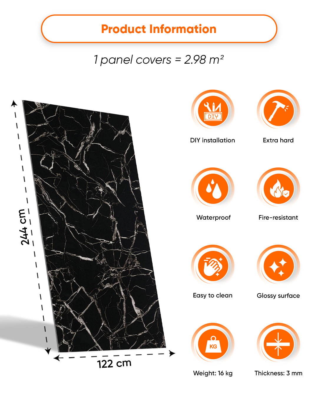 Black White Marble Look Wallpanels