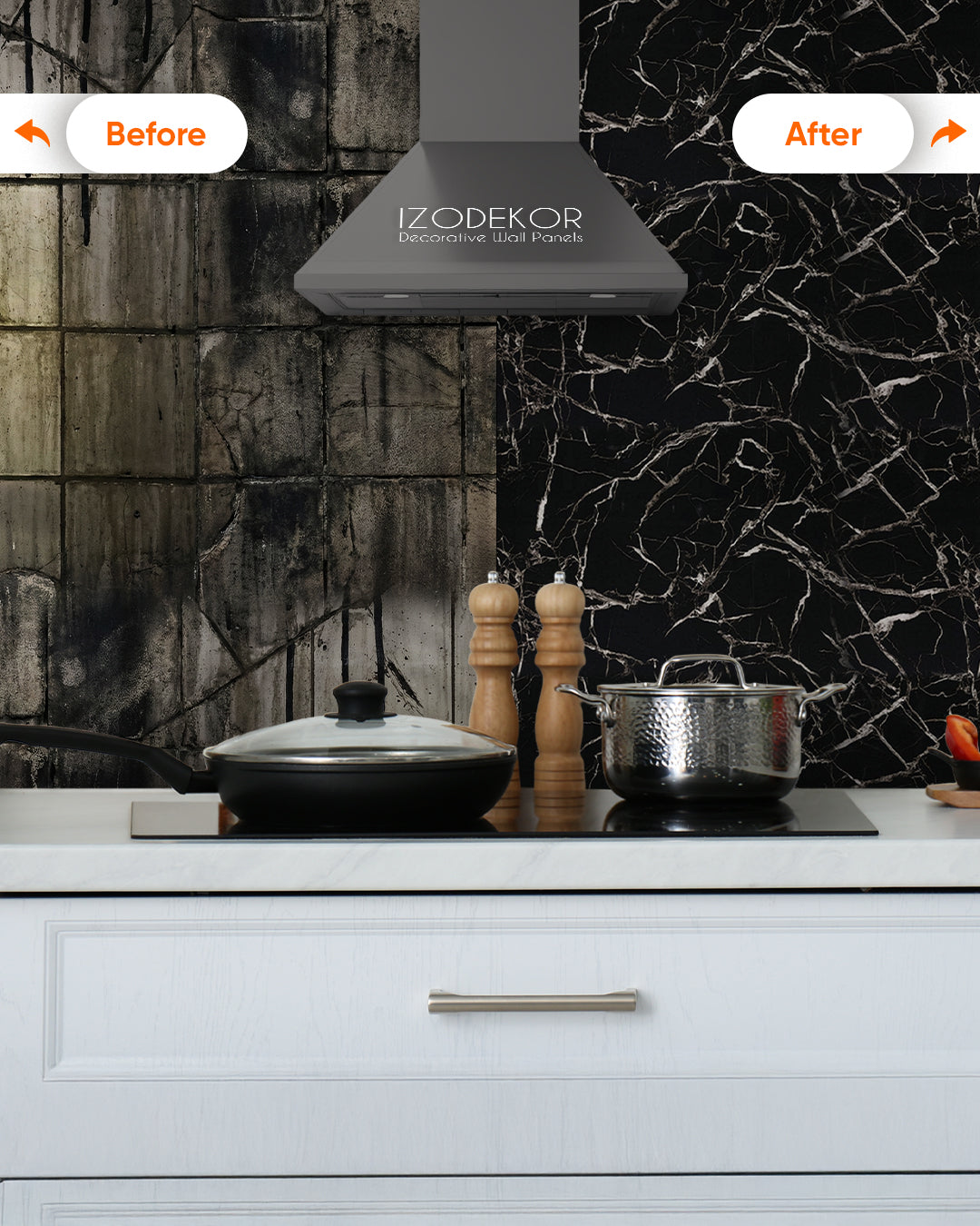Black White Marble Look Wallpanels