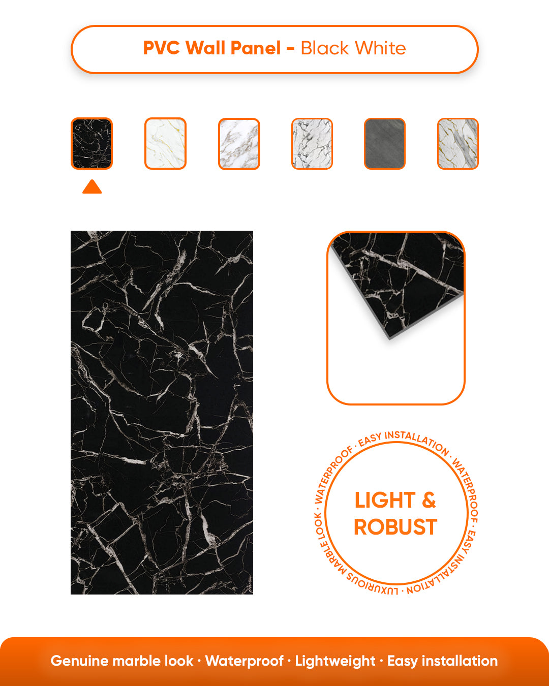 Black White Marble Look Wallpanels