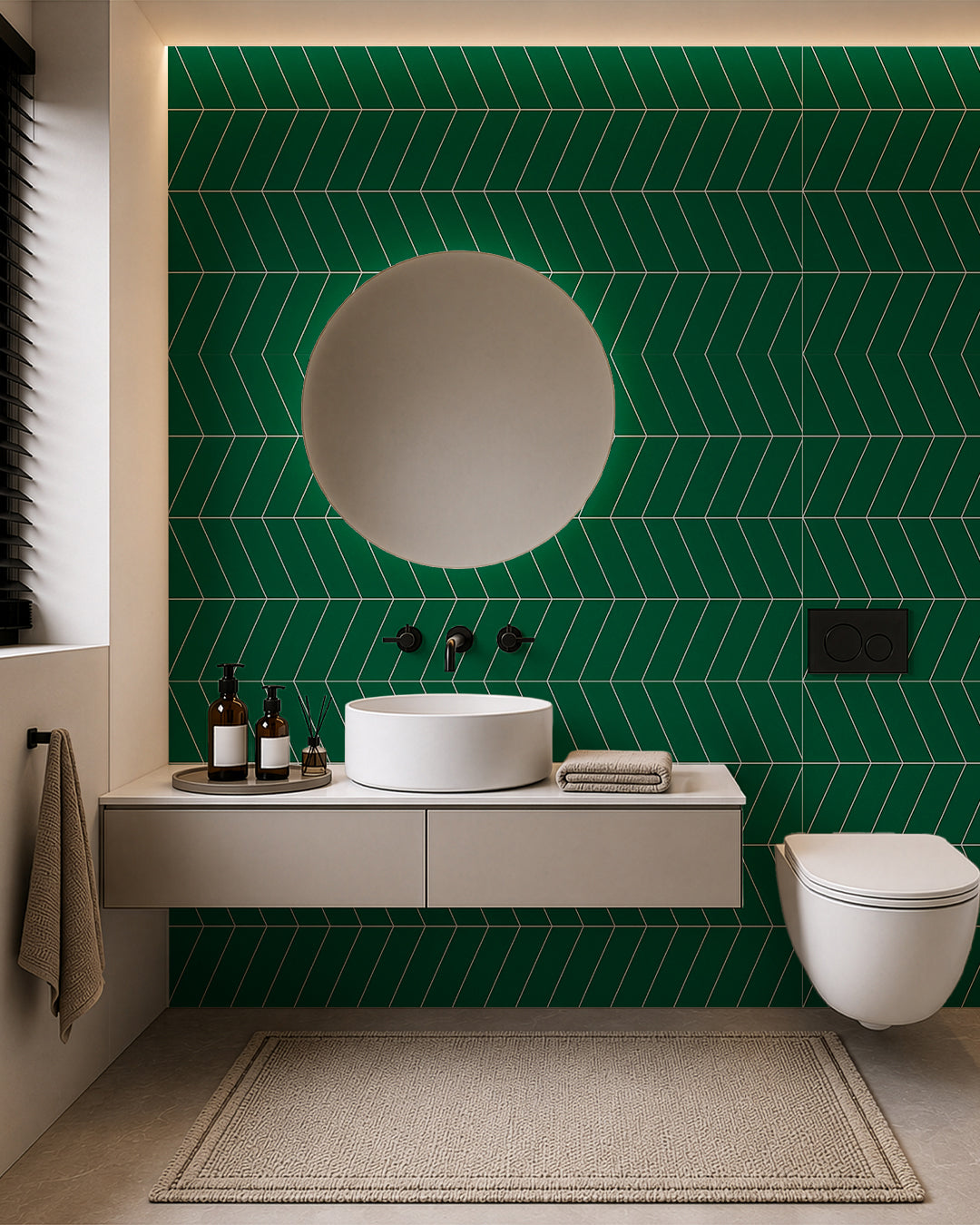 SPC Wall Panel 122×260 cm | Waterproof Wall Cladding | Chevron Green