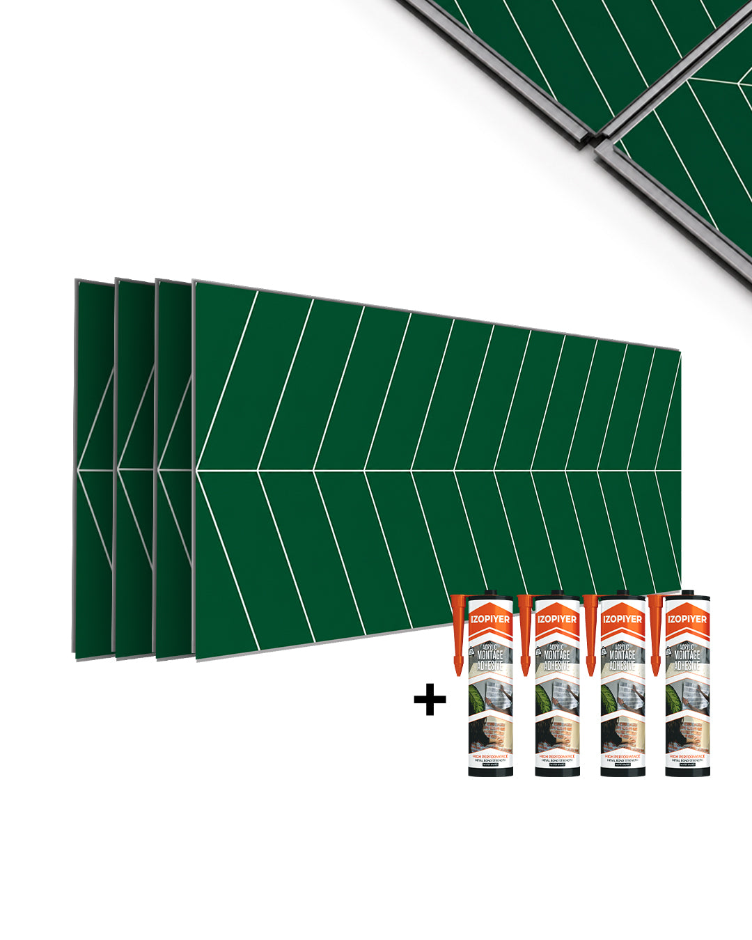SPC Wall Panel 60×120 cm | Waterproof Wall Cladding | Chevron Green