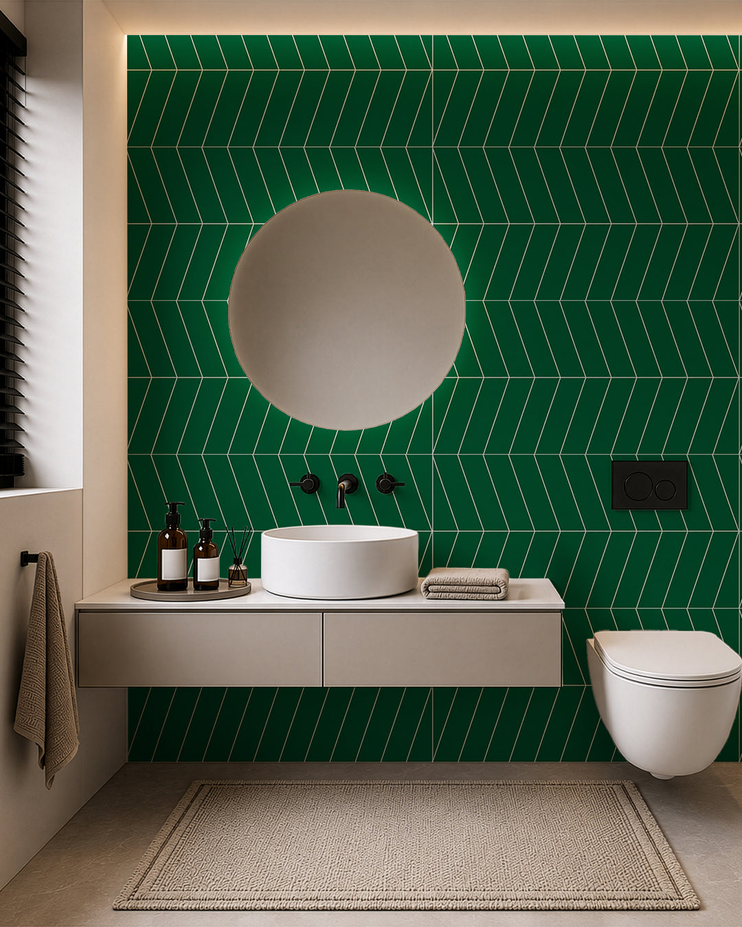 SPC Wall Panel 60×120 cm | Waterproof Wall Cladding | Chevron Green