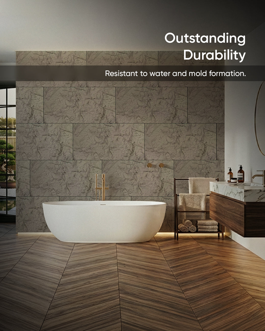 PU Wall Panels with Stone Effect | Dark Grey Stone | 5 cm Thick | 60 x 120 cm