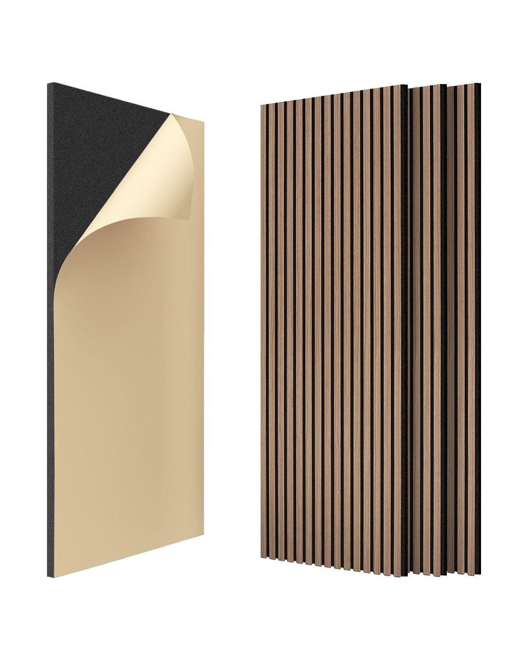 Self-Adhesive Acoustic Panel 60 × 120 × 2.1 cm | Dark Walnut Wood Effect 4-Piece Set