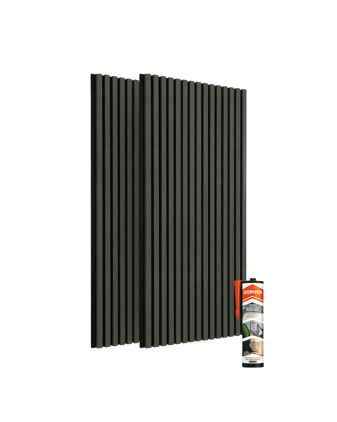 3D Acoustic Wood Panel 2-Piece Set – Dark Wood | Acoustic Panels 60x120 cm