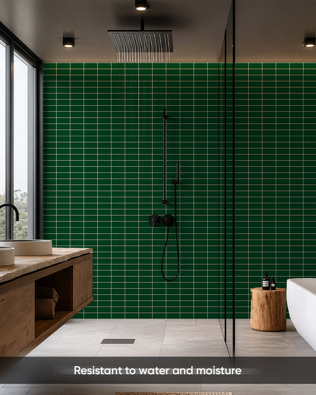 SPC Wall Panel 122×260 cm | Waterproof Wall Cladding | Deep Green Line