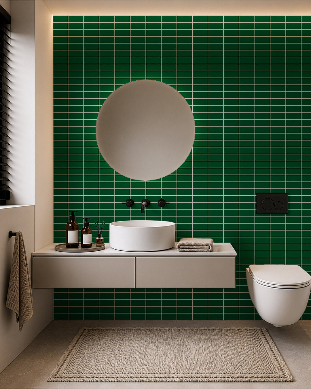 SPC Wall Panel 122×260 cm | Waterproof Wall Cladding | Deep Green Line