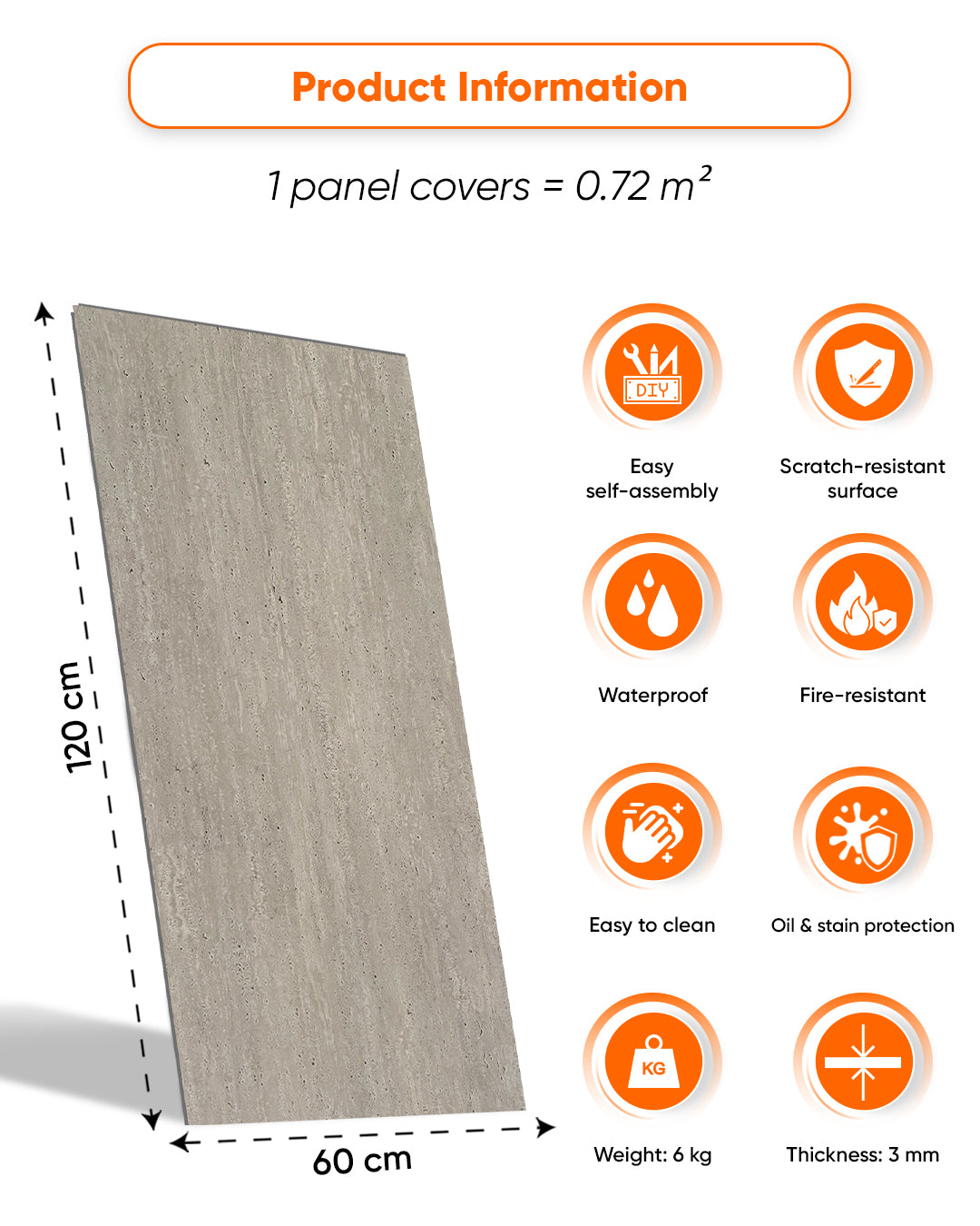 SPC Wall Panel 60×120 cm | Waterproof Wall Cladding | Desert Silence