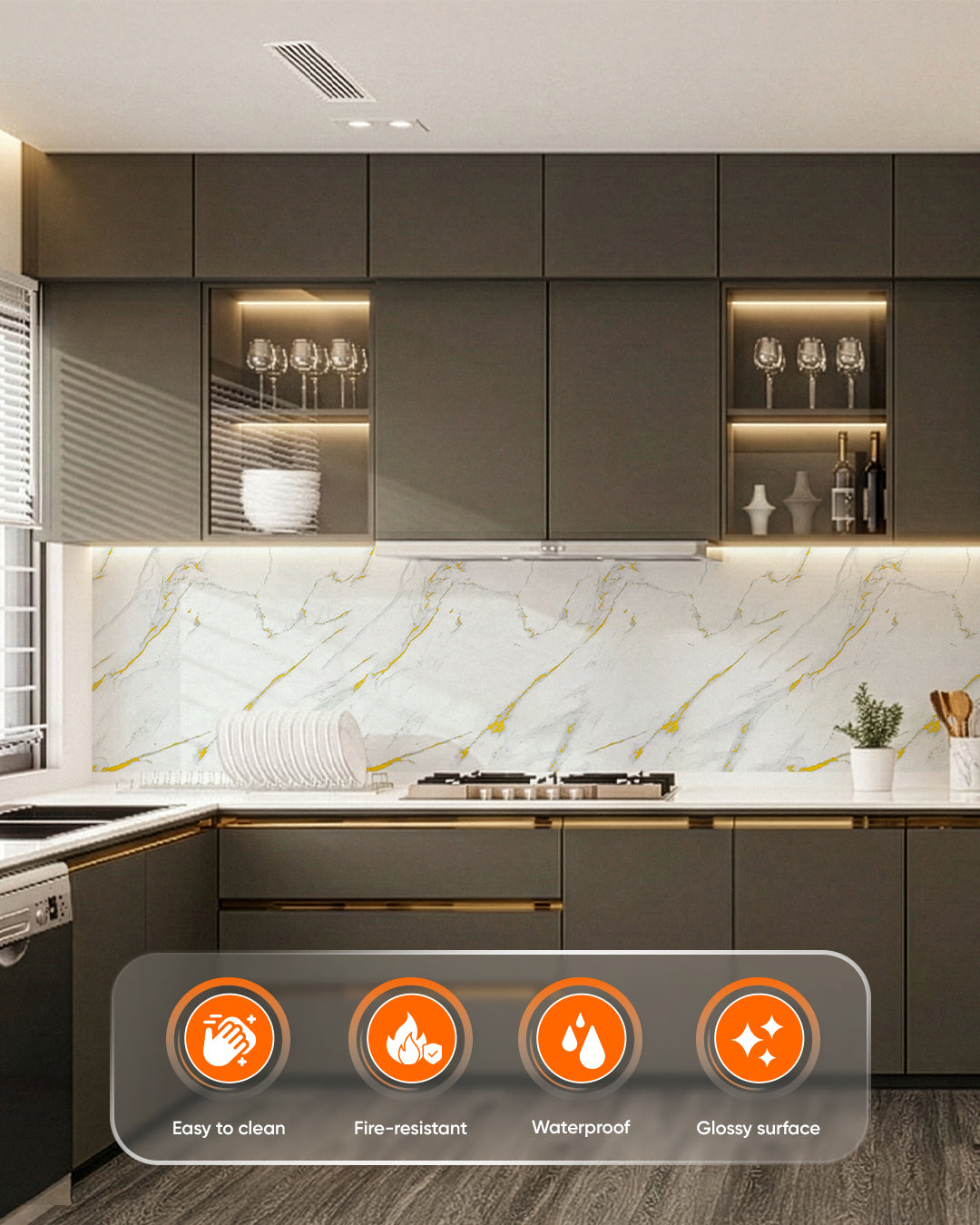 Golden Harmony Marble Look Wallpanels