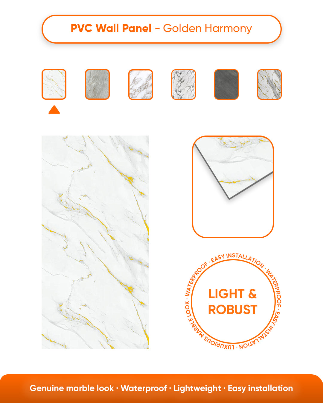 Golden Harmony Marble Look Wallpanels