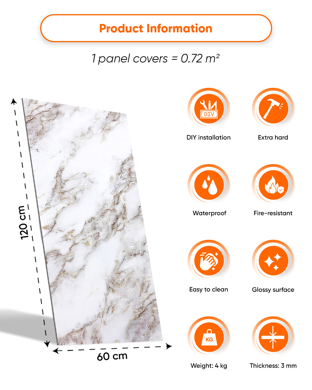 Ice Berg Beige Marble Look Wallpanels