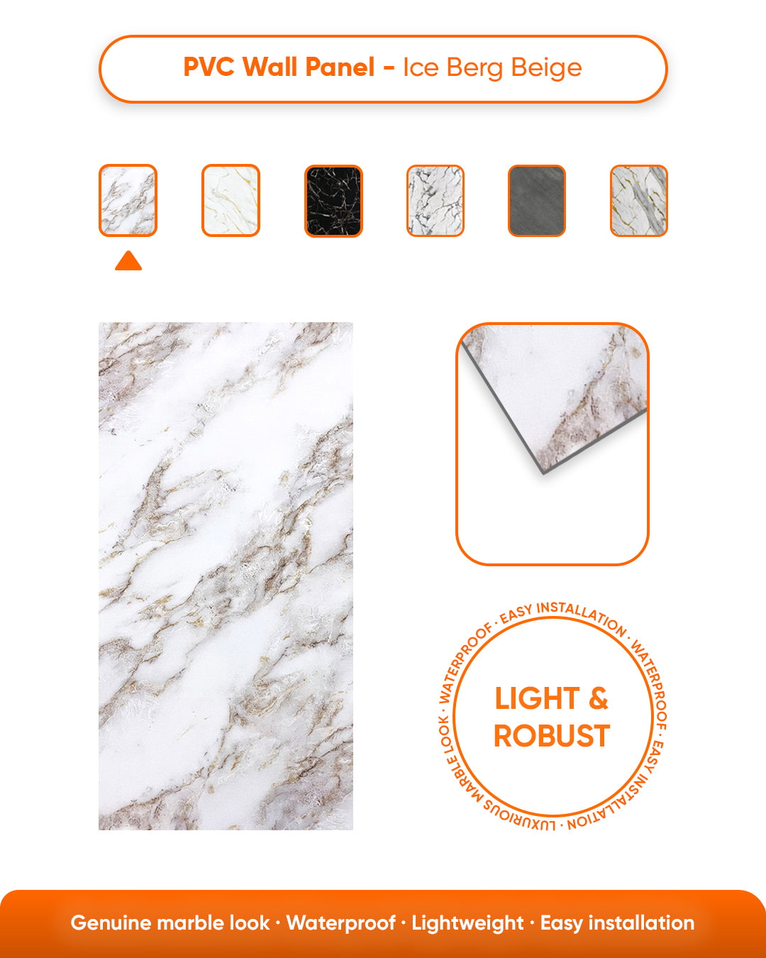 Ice Berg Beige Marble Look Wallpanels