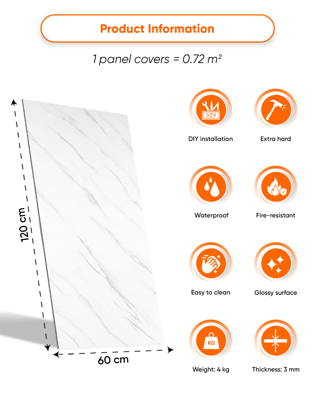 Ice Berg Grey Marble Look Wallpanels