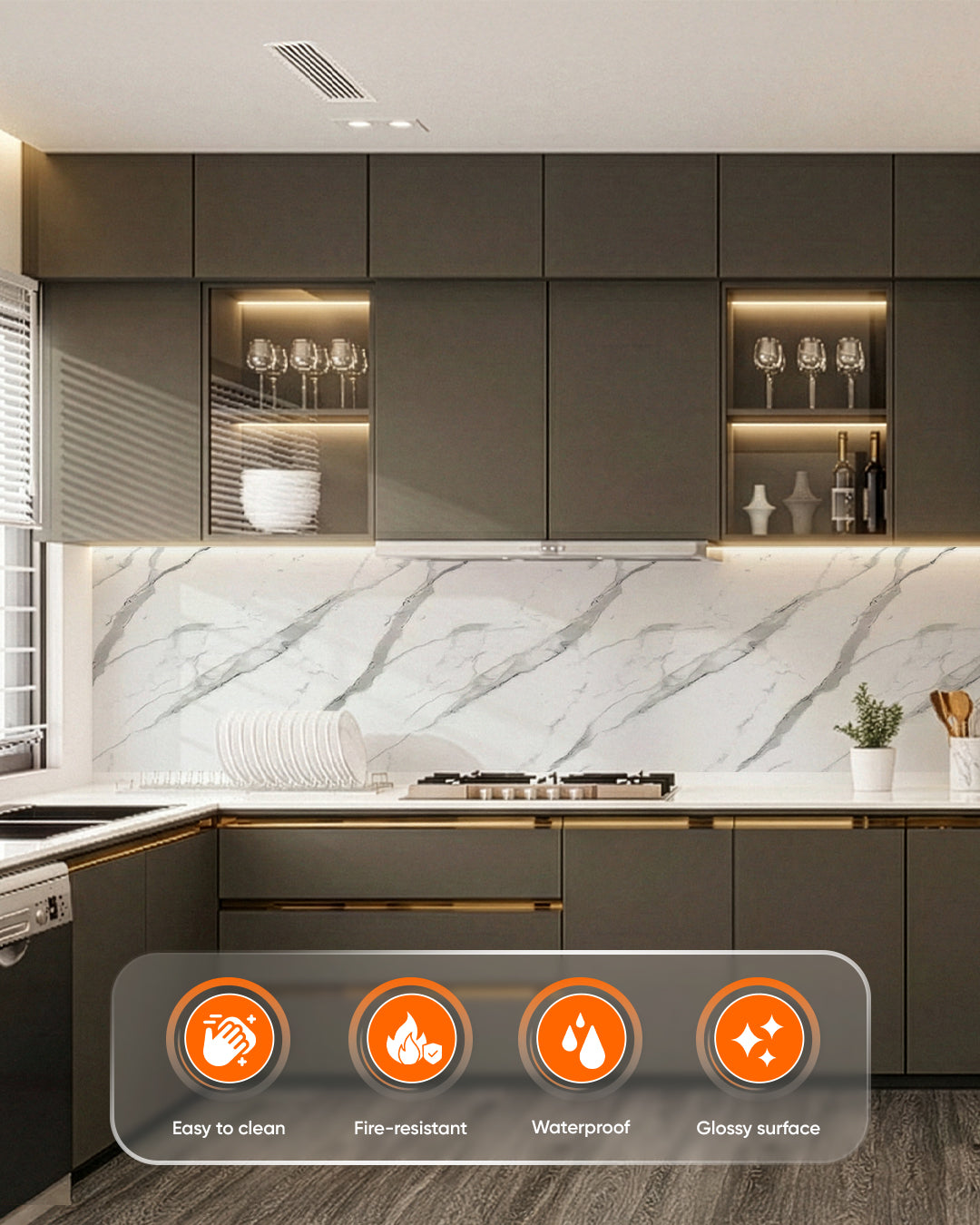 Ice Berg Grey New Marble Look Wallpanels