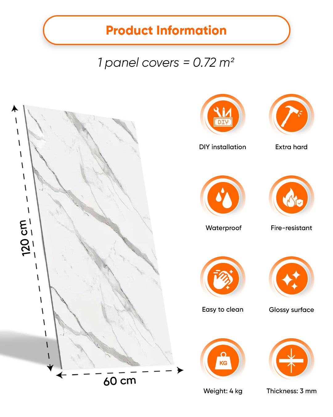 Ice Berg Grey New Marble Look Wallpanels