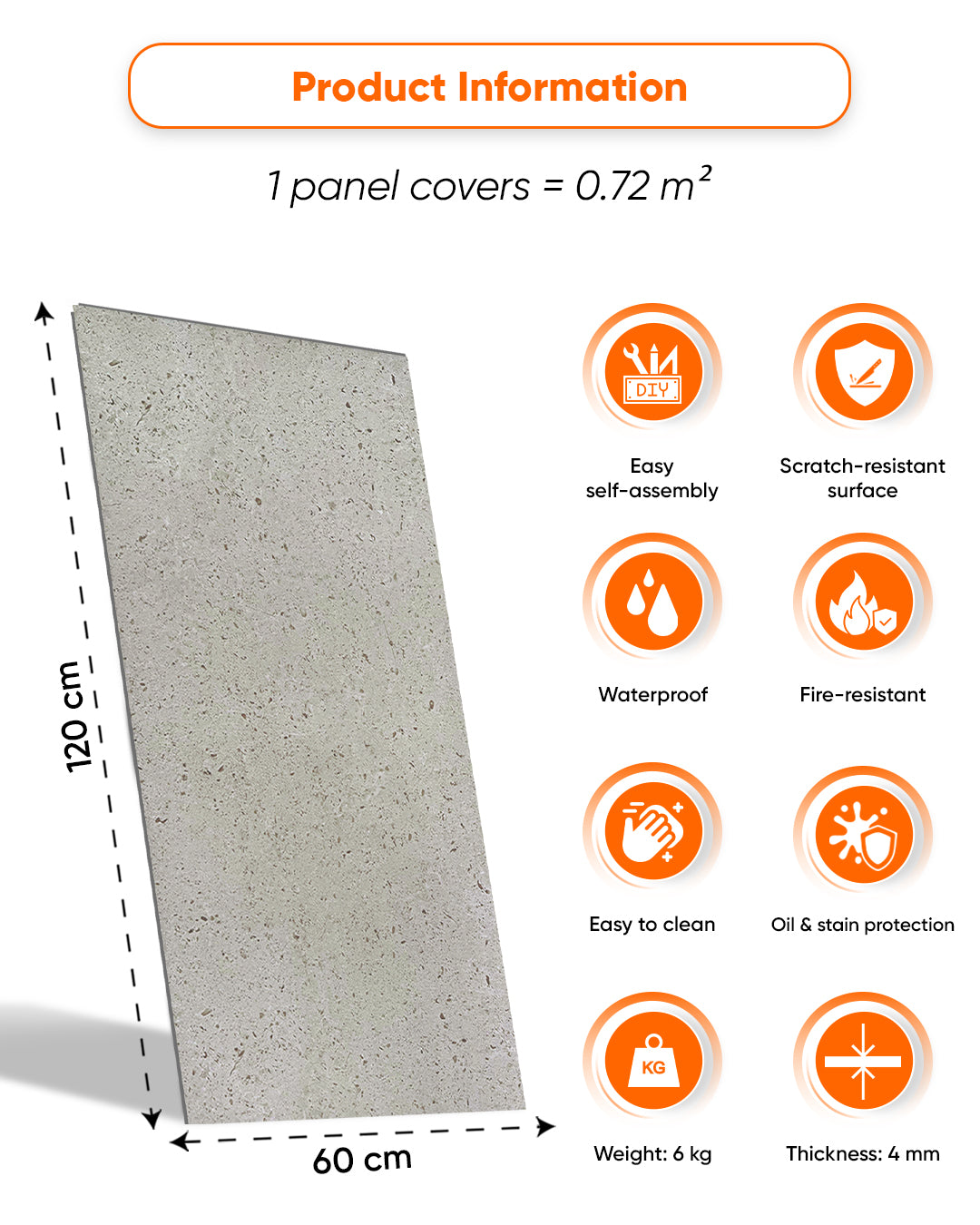 SPC Wall Panel 60×120 cm | Waterproof Wall Cladding | Infinite Elegance