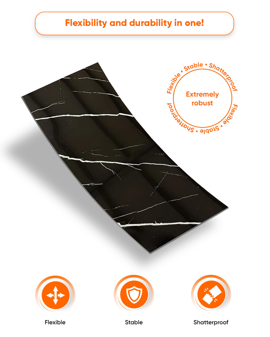 Black Lightning Marble Look Wallpanels