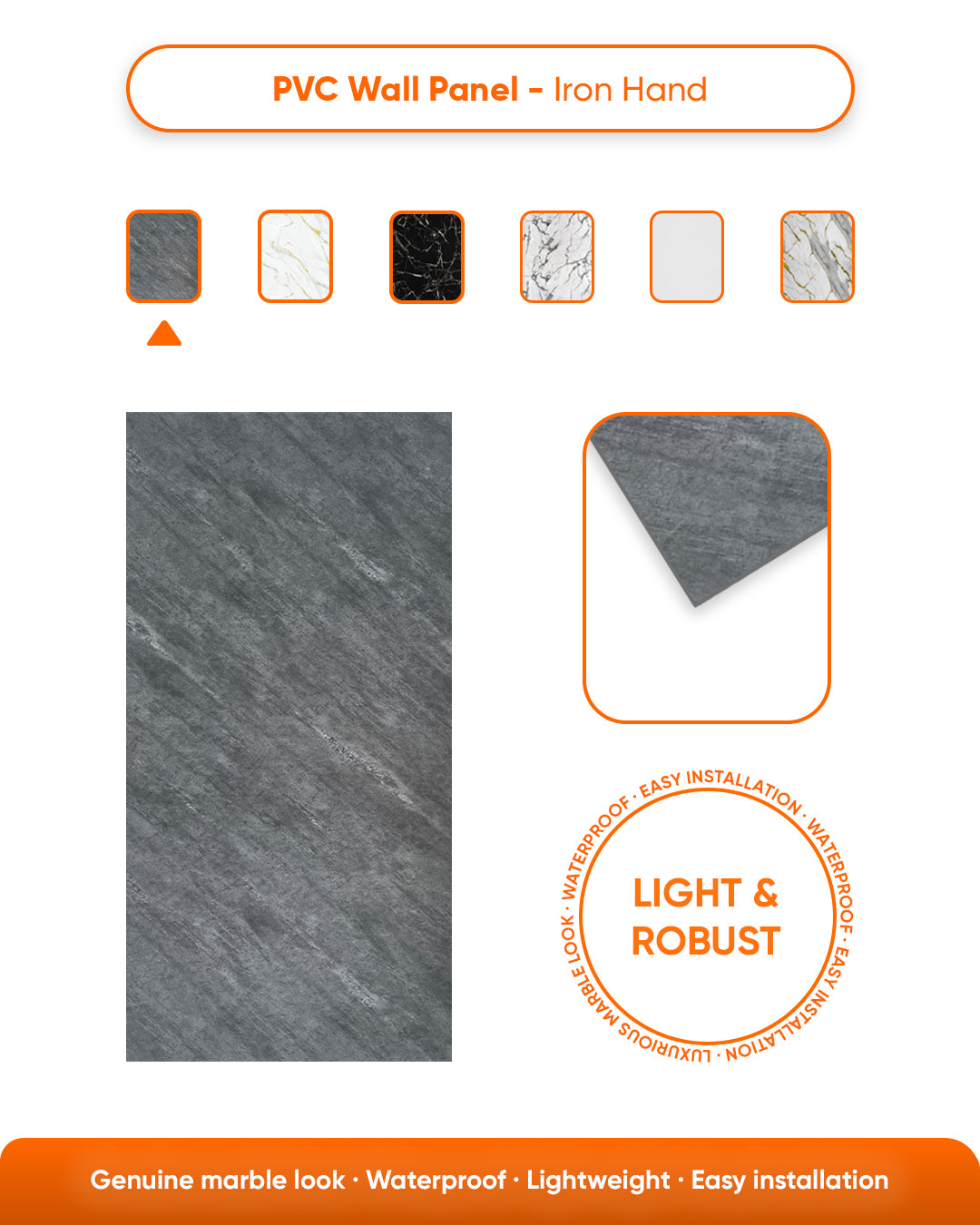Iron Hand Marble Look Wallpanels
