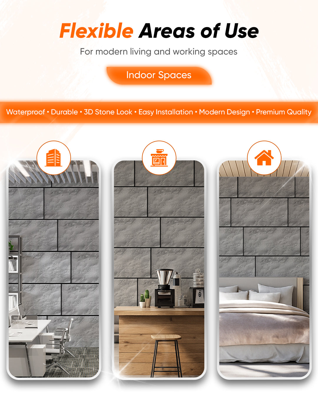 Wall Cladding Concrete Look 50×100×2 cm | 3D Wall Panels Made of Styrofoam | Silver Concrete AT-18