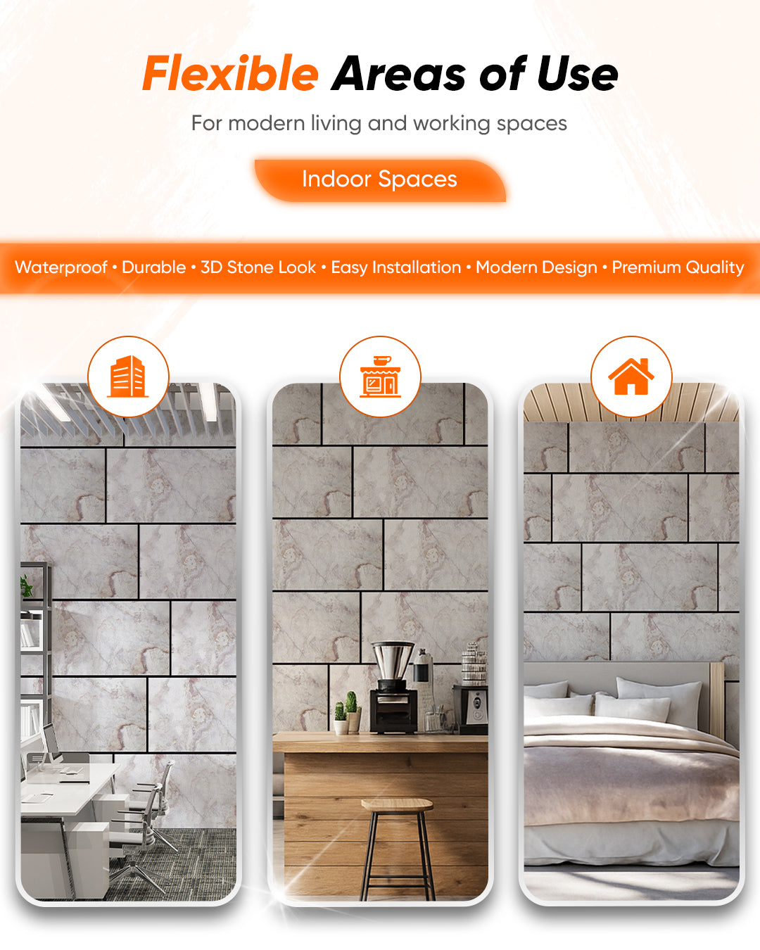 3D Marble Effect Wall Panels 50×100×2 cm | Polystyrene Decorative Wall Cladding Panels | Aurora Beige AT-01